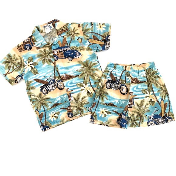 Ky’s Other - Boys 6 Aloha Hawaiian shirt shorts set 710